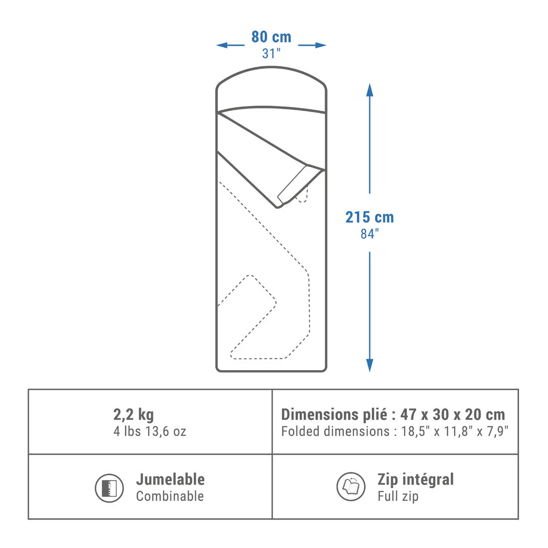 Camping sleeping bag 0°C, Arpenaz - Image 2