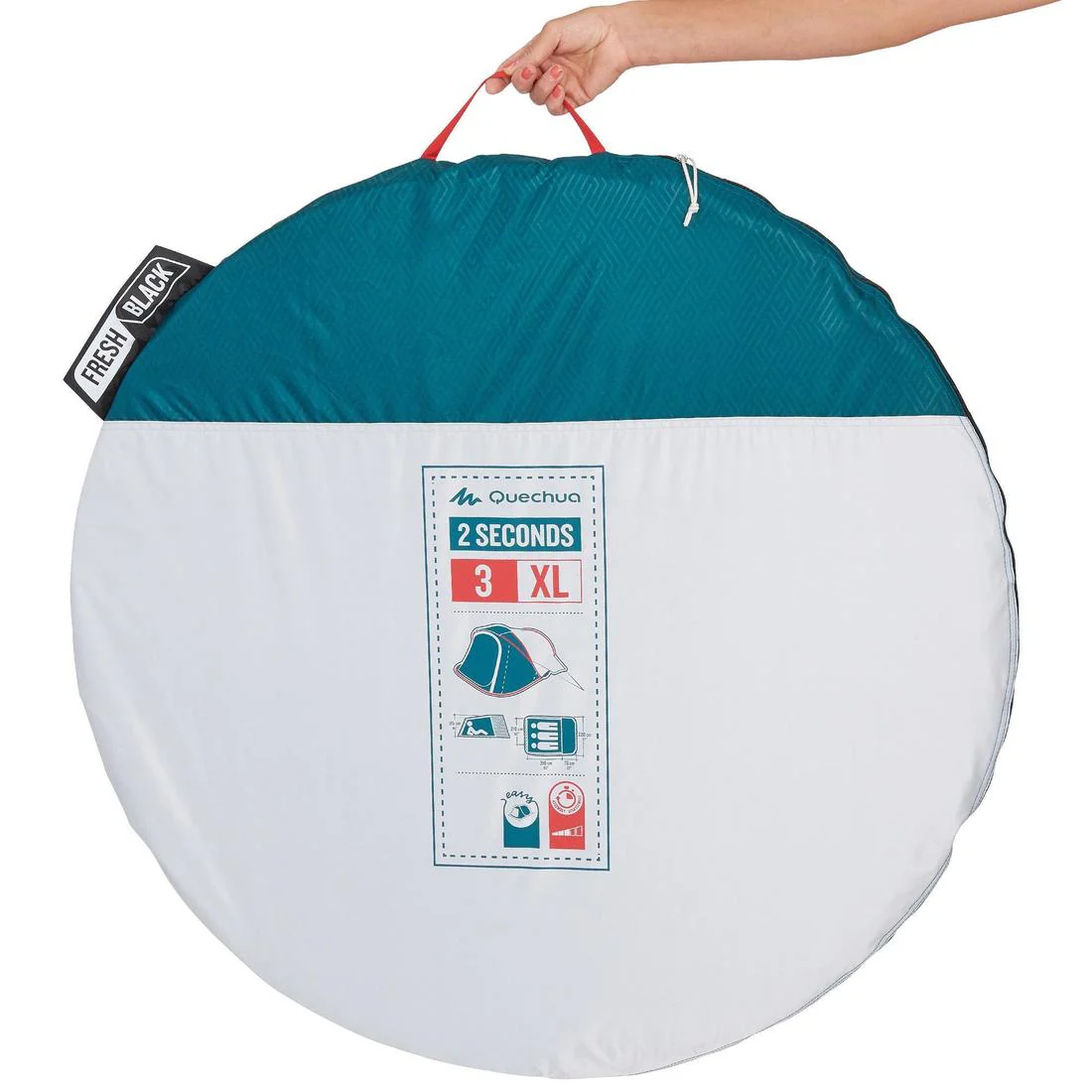 Camping tent - 2 SECONDS XL - 3-person - Fresh & Black - Image 5