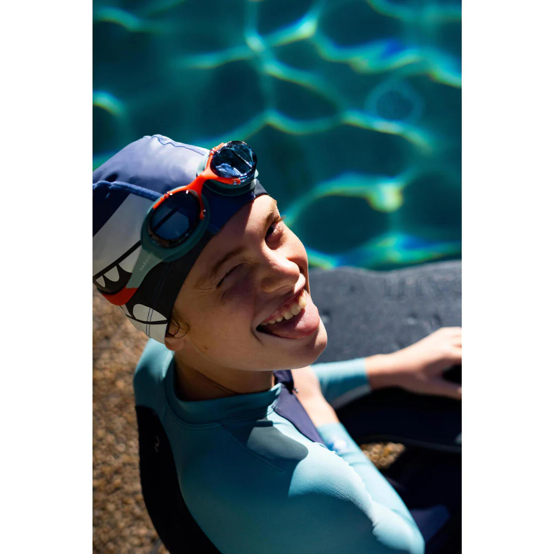 Coated mesh swimming cap - Printed fabric - Size S - Shark - Image 5
