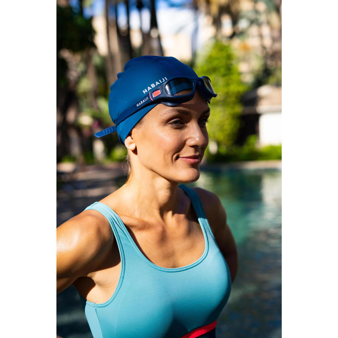 Coated mesh swimming cap size M blue - Image 3