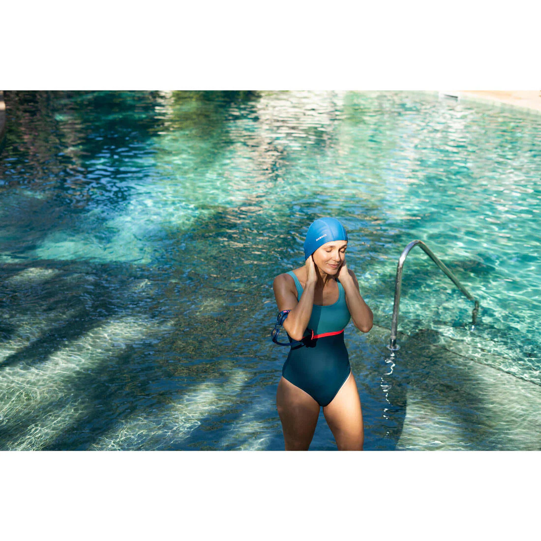Coated mesh swimming cap size M blue - Image 4