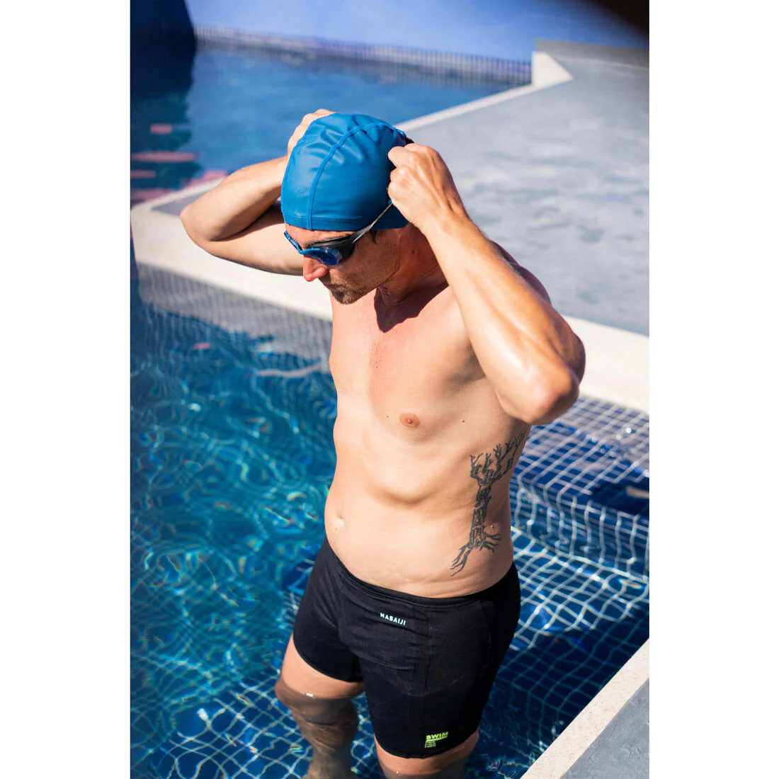 Coated mesh swimming cap size M blue - Image 6