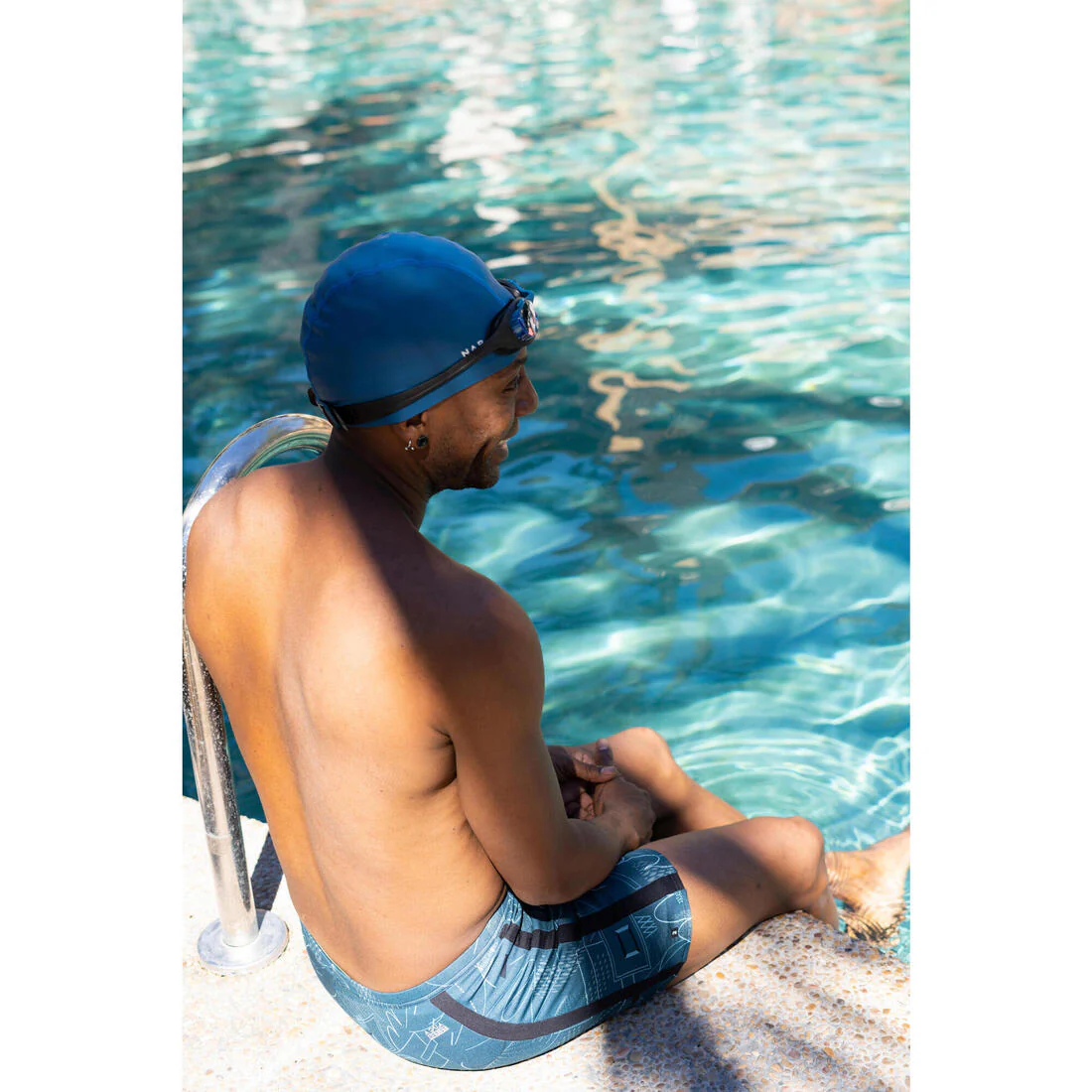 Coated mesh swimming cap size M blue - Image 7