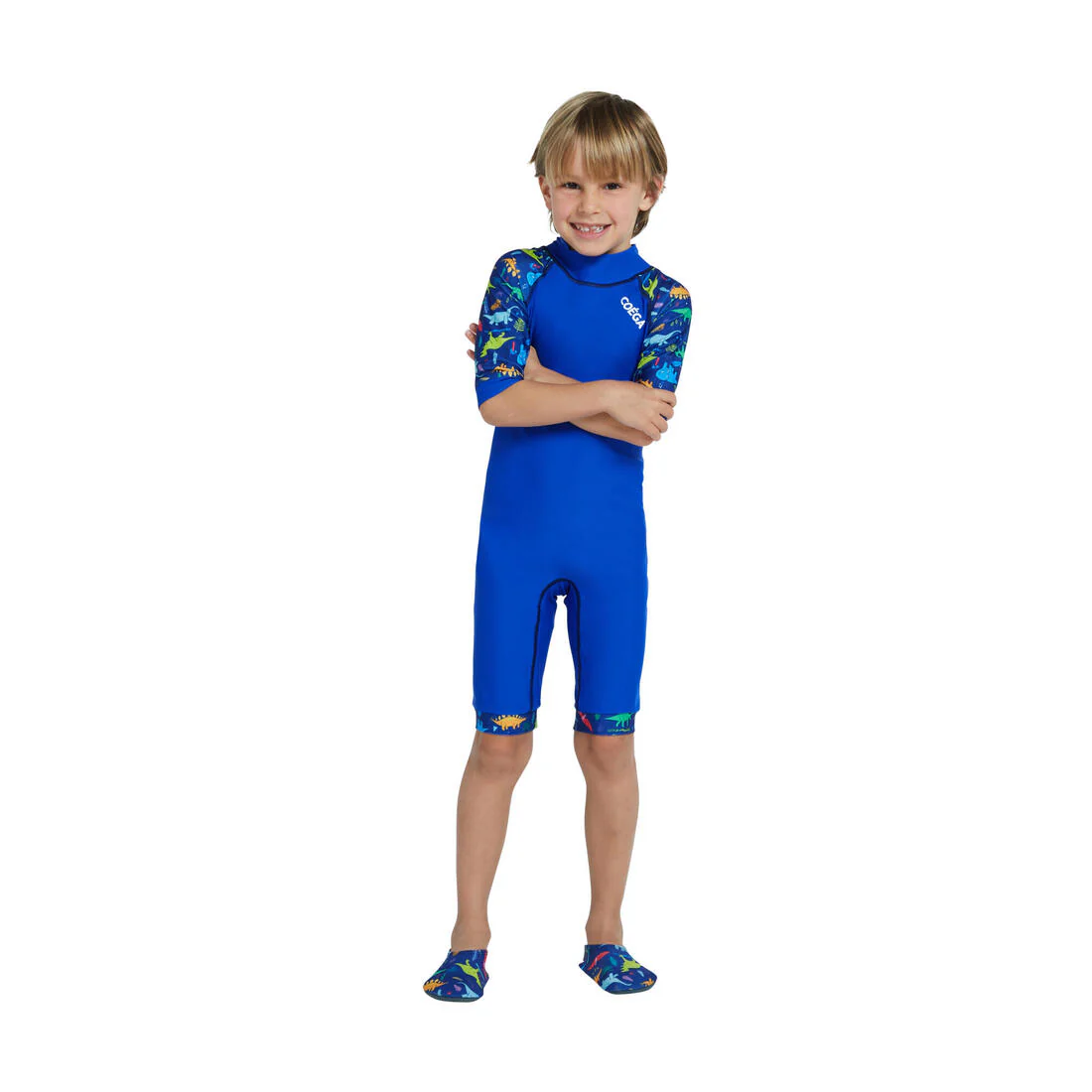 COEGA Boys 1pc Swimsuit Playing Dinos Blue - UPF 50+ Sun Protection
