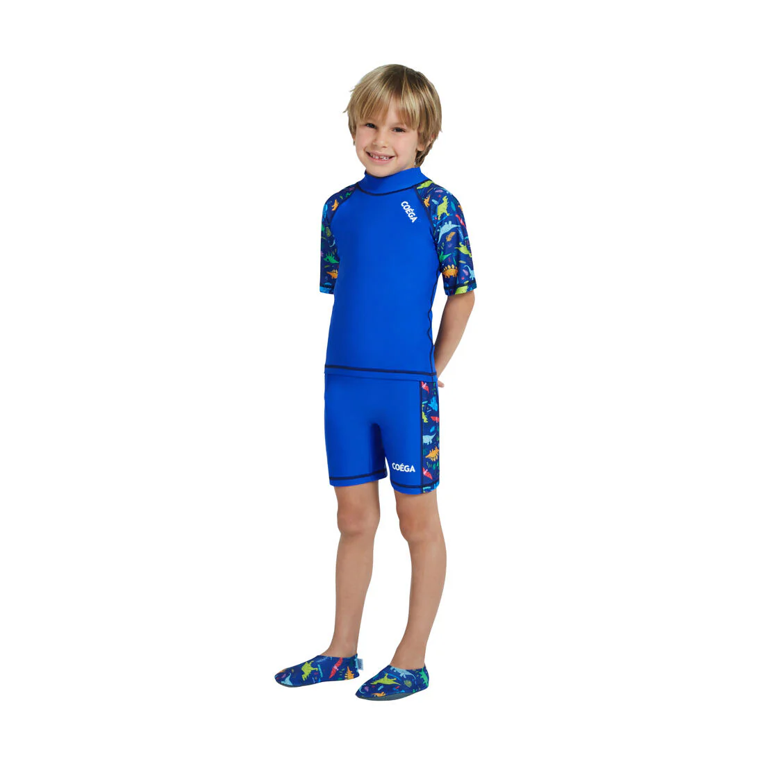 COEGA Boys 2pc Swimsuit Set Blue Playing Dinos - UPF 50+ Protection - Image 3