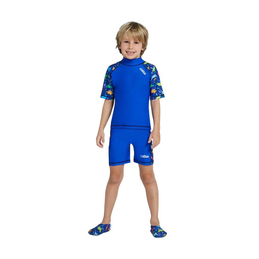 COEGA Boys 2pc Swimsuit Set Blue Playing Dinos - UPF 50+ Protection - Image 4