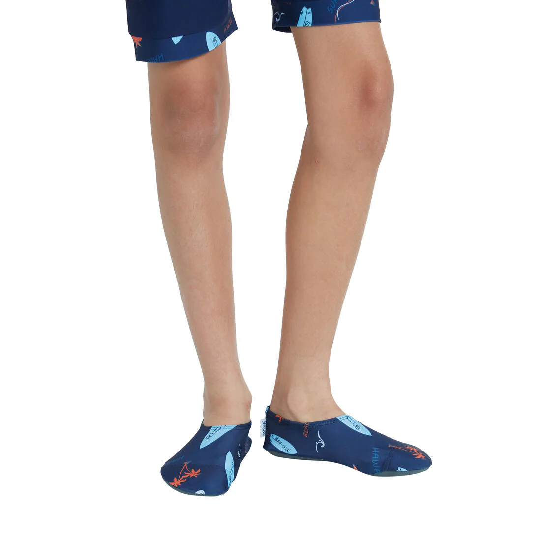 COEGA Boys Slip-Resistant Lightweight Pool Shoes - Navy Peach Palms - Image 2