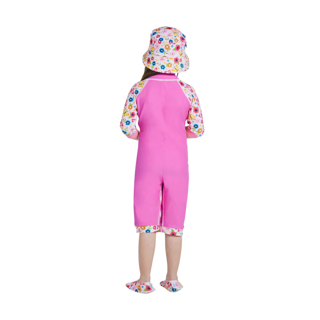 COEGA Girls 1pc Front Zipper Swimsuit Pink Rosey Flowers - UPF 50+ - Image 4