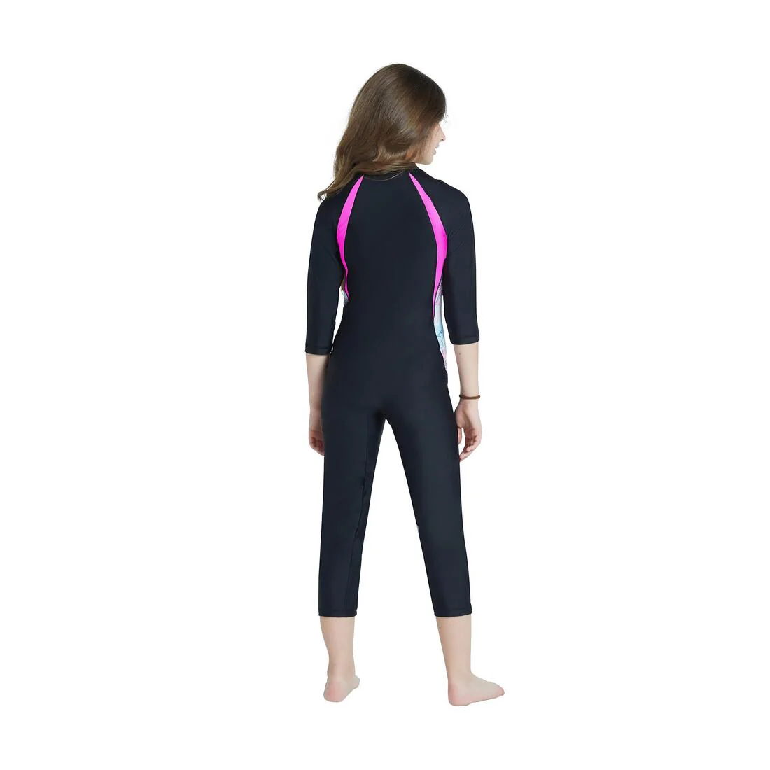 COEGA Girls 3/4 Slim-Kini One Piece Nero Floral Drawings- UPF 50+ - Image 2