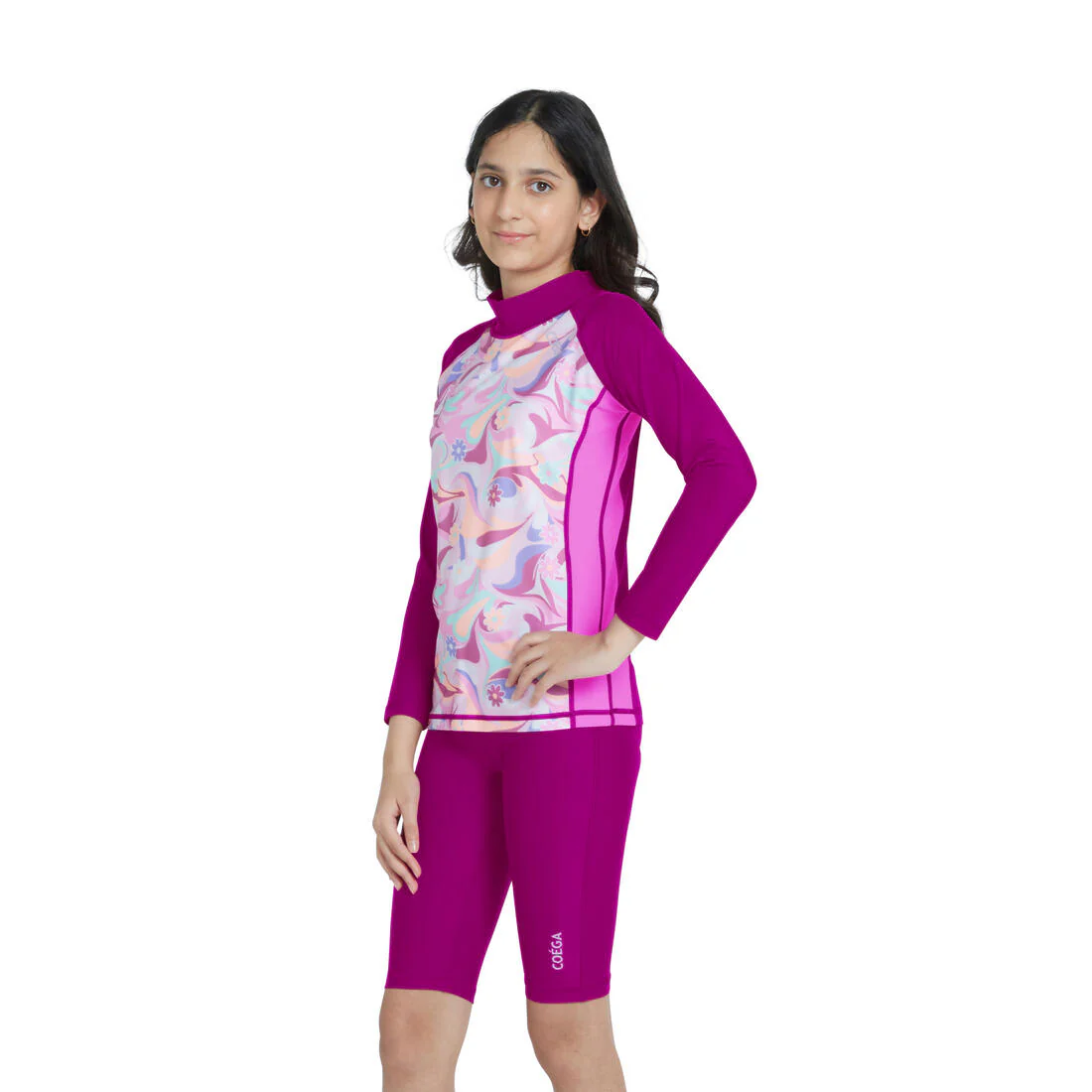 COEGA Girls  Long Sleeve AOP Rashguard UPF 50+ - Purple Groovy Splashes - Image 4