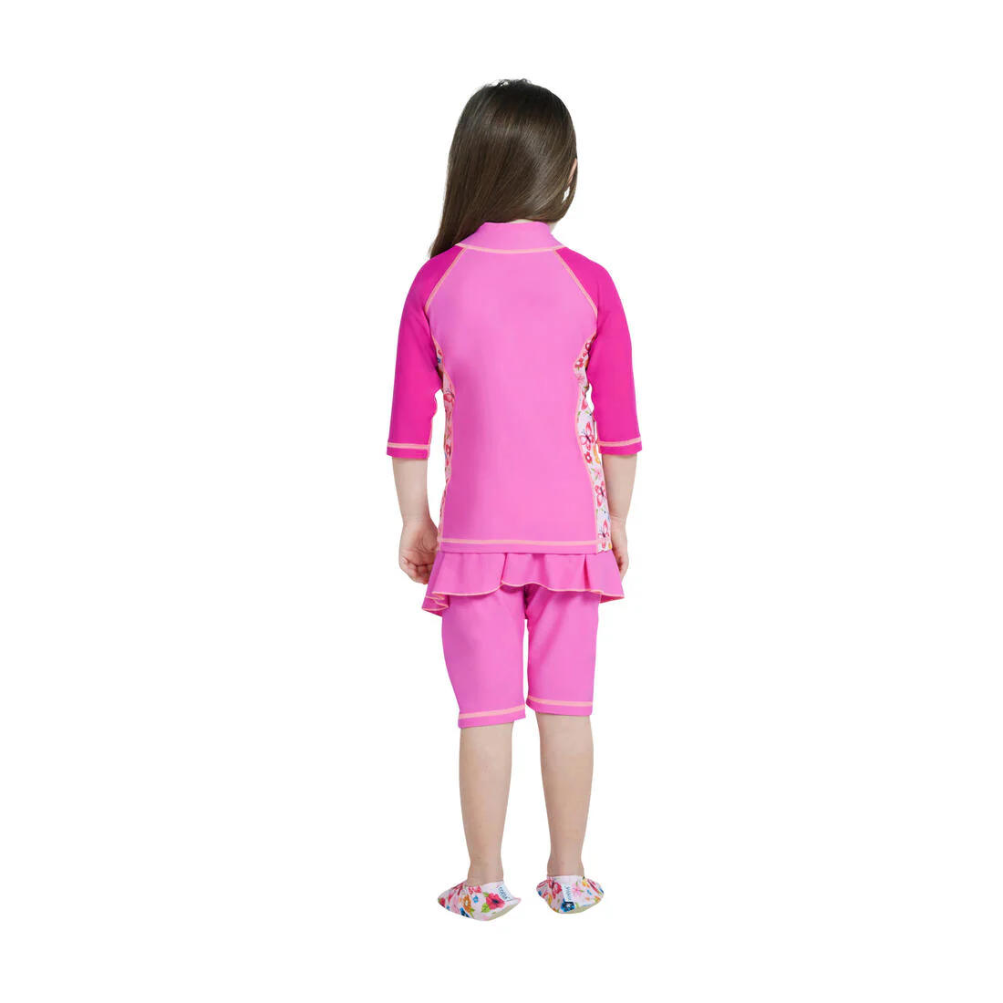 COEGA Girls Skirted 2pc Swimsuit Pink Rosey Flowers - UPF 50+ Protection - Image 4