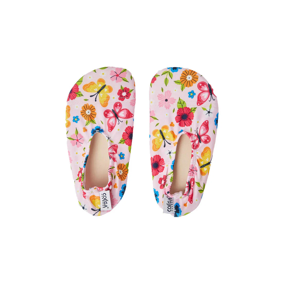 COEGA Girls Slip-Resistant Lightweight Pool Shoes - Pink Rosey Flowers