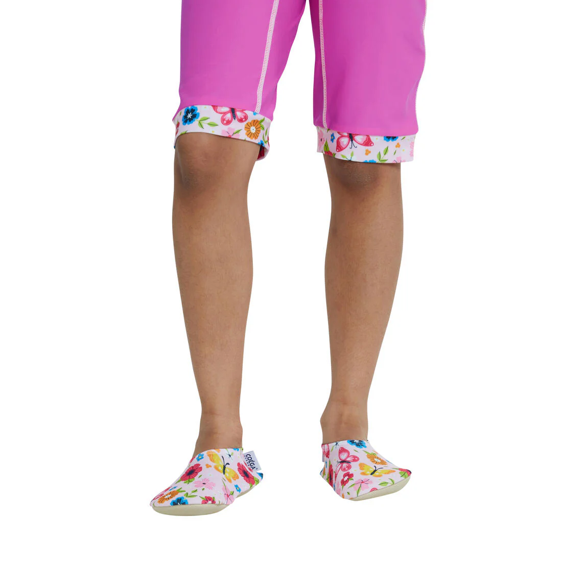 COEGA Girls Slip-Resistant Lightweight Pool Shoes - Pink Rosey Flowers - Image 2