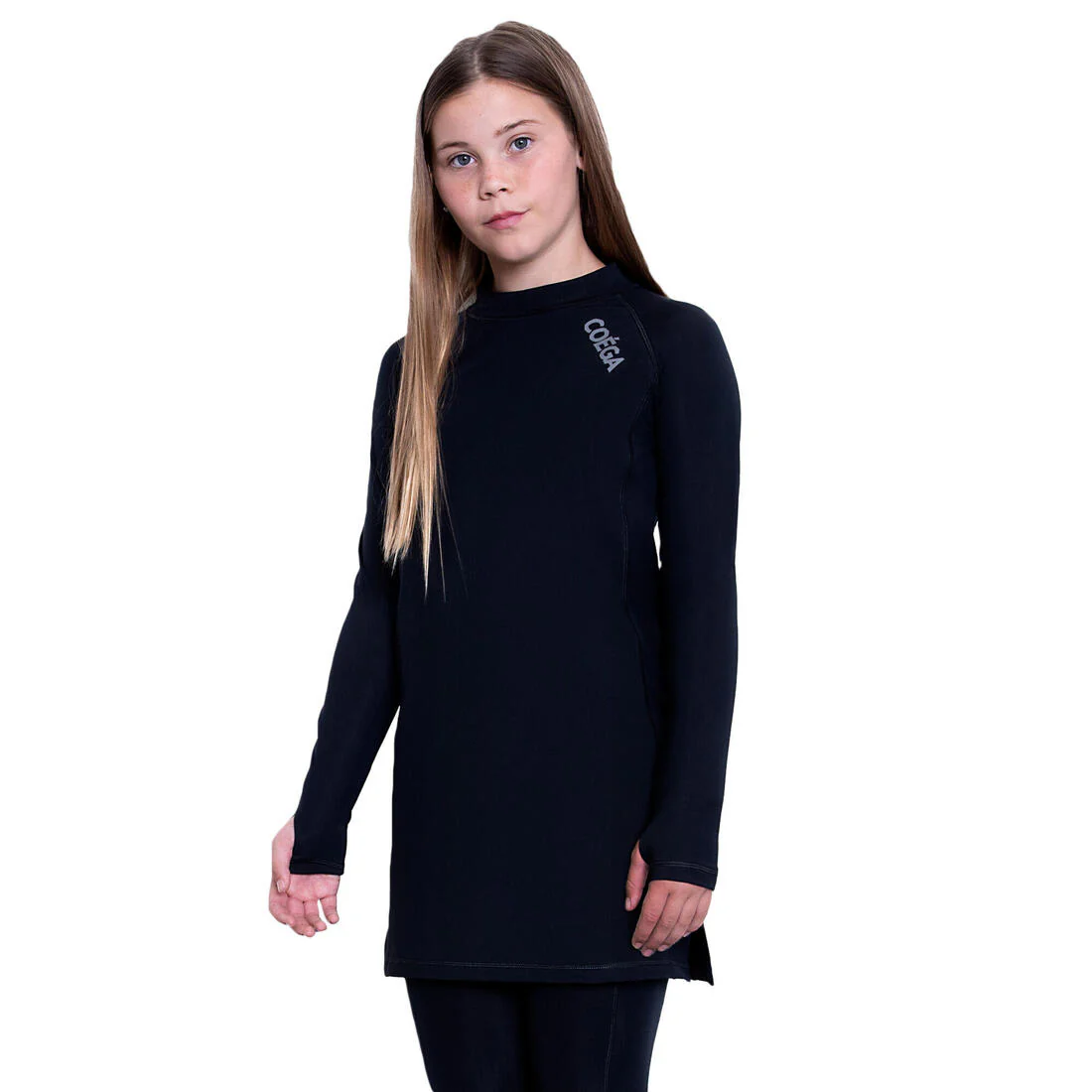 COEGA Girls UPF 50+ Long Sleeve Swim Tunic - Solid Black