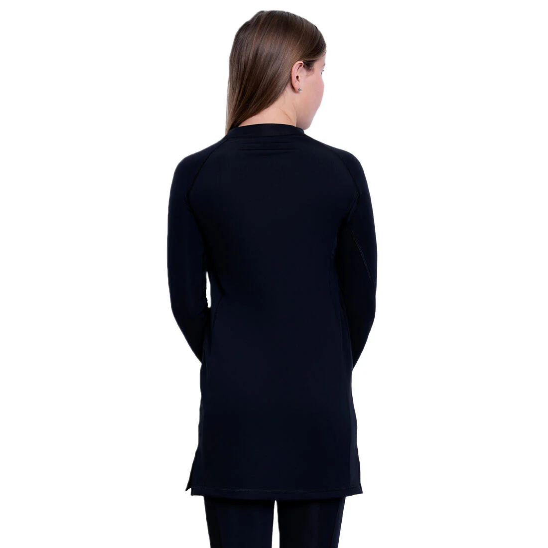 COEGA Girls UPF 50+ Long Sleeve Swim Tunic - Solid Black - Image 2
