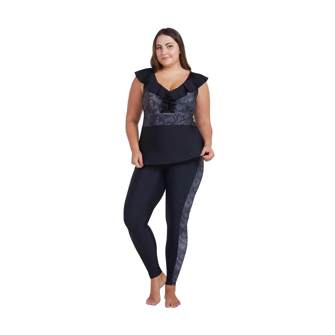 COEGA Ladies Full Length Swim Tights UPF 50+ - Nero Silver Tropical