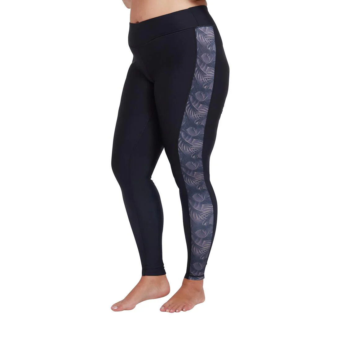 COEGA Ladies Full Length Swim Tights UPF 50+ - Nero Silver Tropical - Image 3