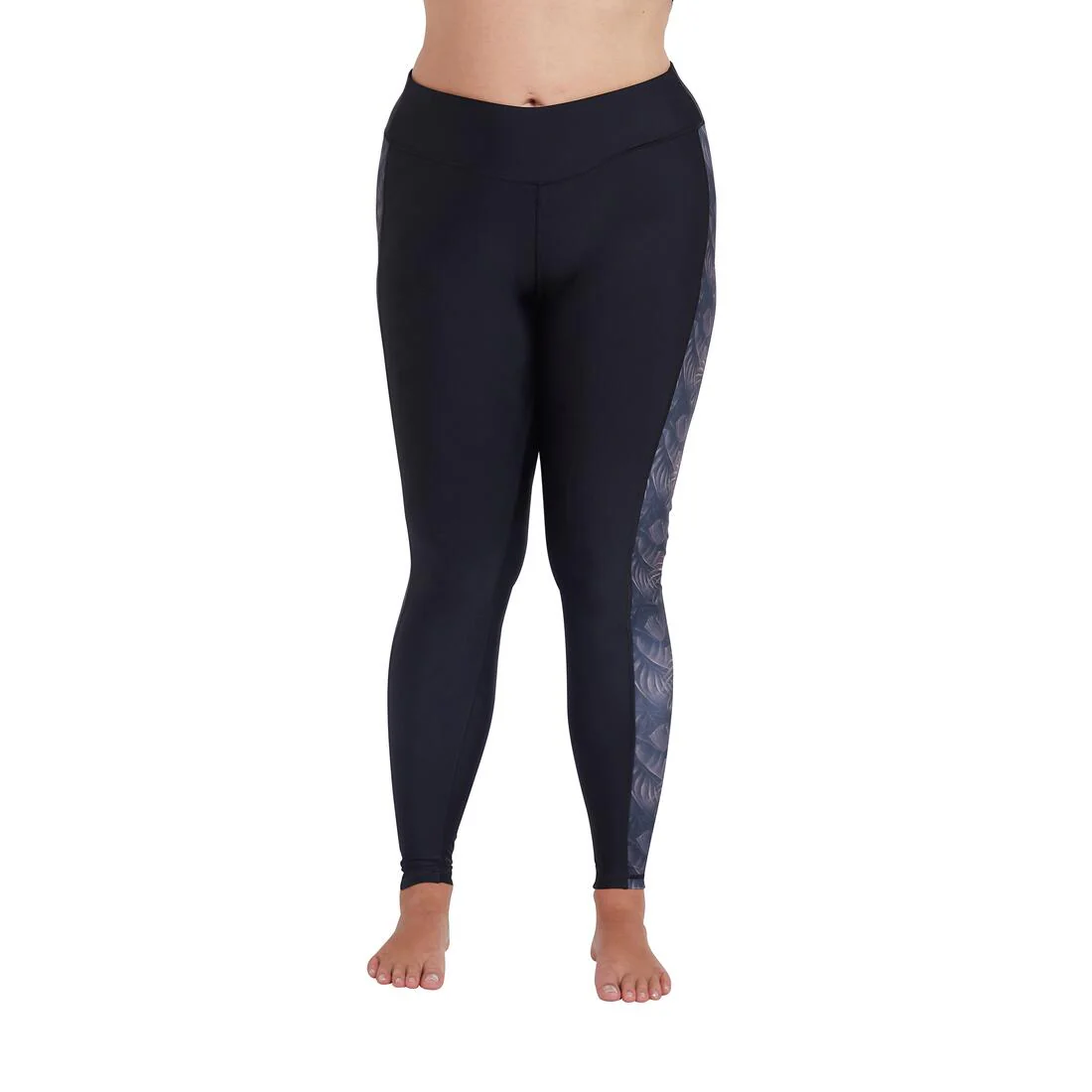 COEGA Ladies Full Length Swim Tights UPF 50+ - Nero Silver Tropical - Image 4