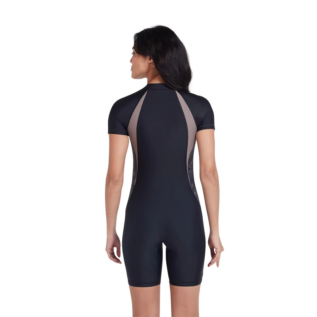 COEGA Ladies Short Slim-Kini One Piece Nero Silver Tropical - UPF 50+ - Image 3