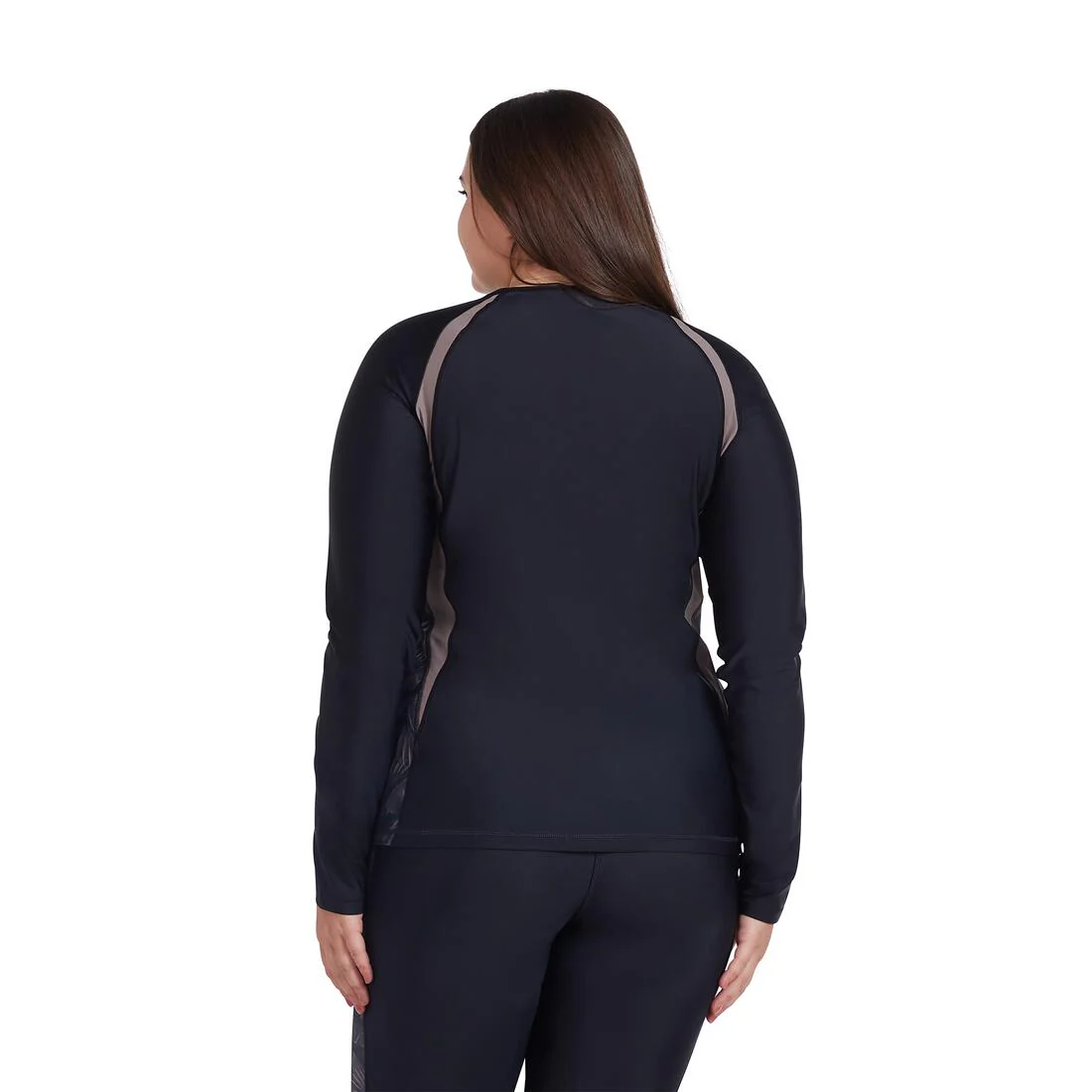 COEGA Ladies UPF 50+ Long Sleeve Diagonal Rashguard - Nero Silver Tropical - Image 4