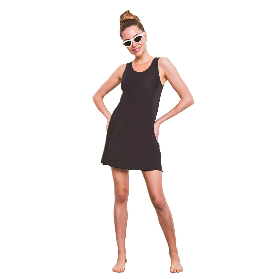 COEGA Ladies UPF 50+ Scoop Neck Swim Dress - Solid Black