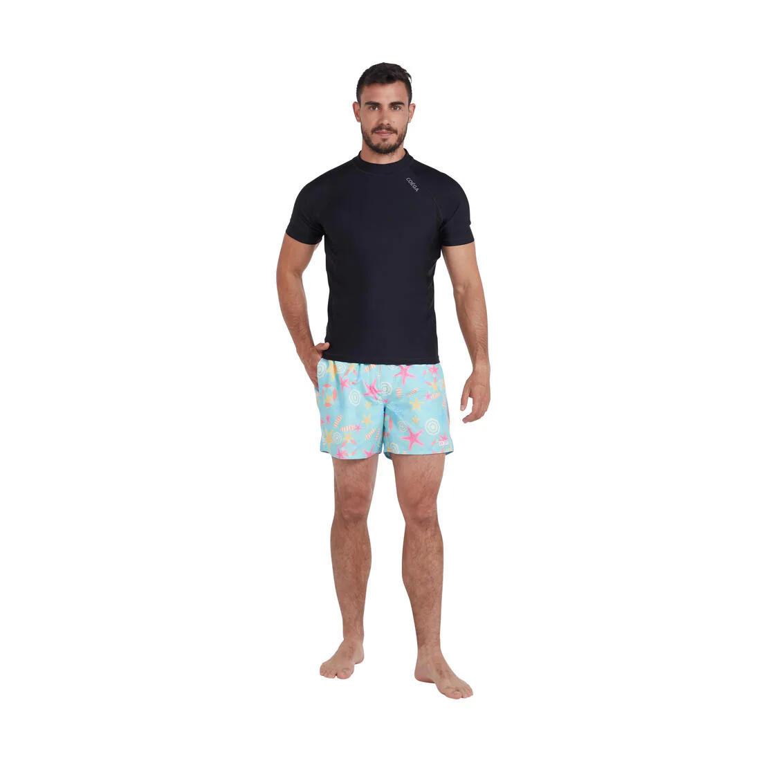 COEGA Men's 16-Inch Lightweight AOP Boardshorts - Turquoise Starfish - Image 2