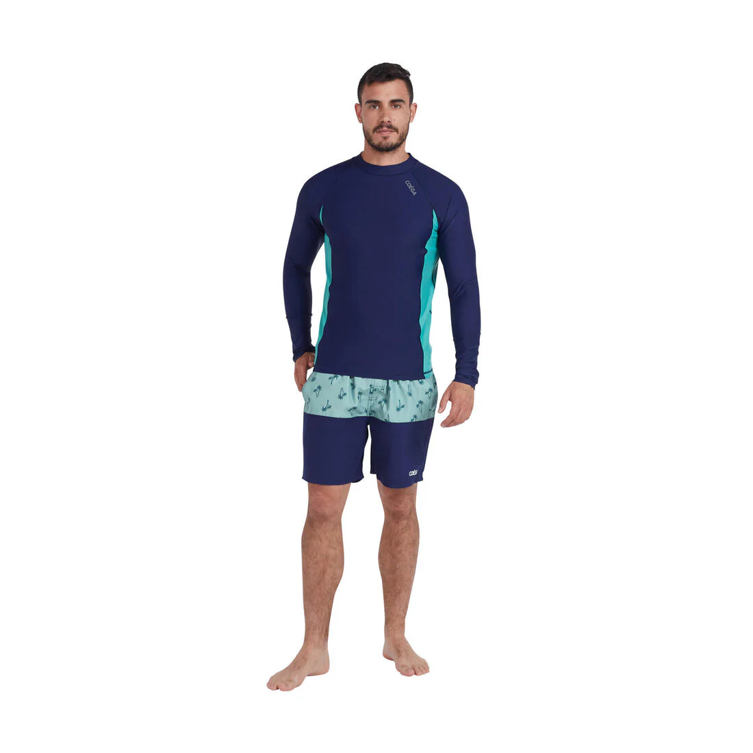 COEGA Men's 18-Inch Lightweight Boardshorts - Navy Spring Palms