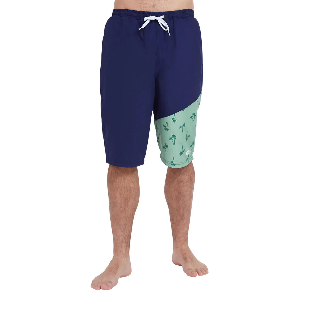 COEGA Men's Below Knee Lightweight Swim Capris - Navy Spring Palms