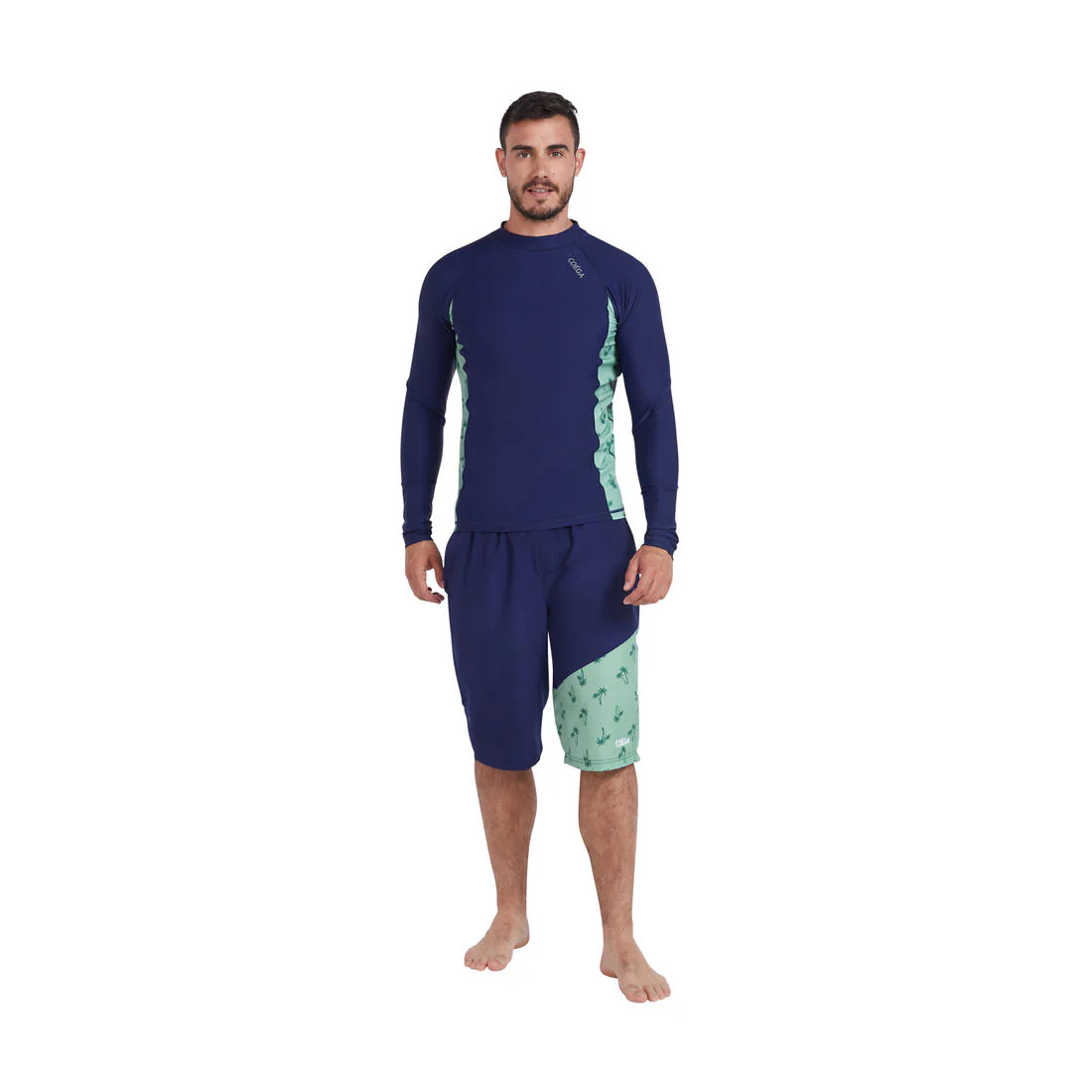 COEGA Men's Below Knee Lightweight Swim Capris - Navy Spring Palms - Image 3