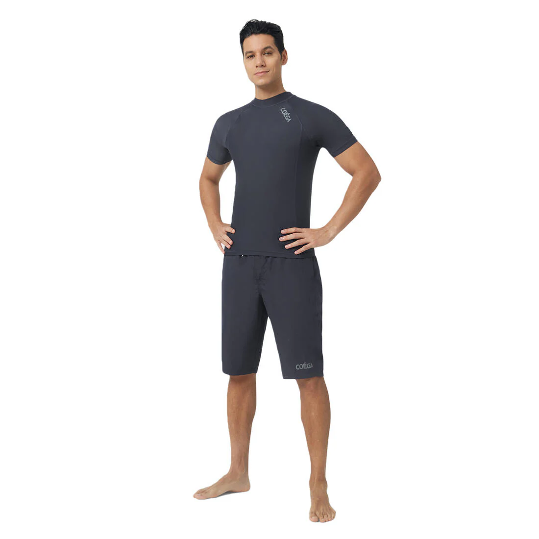 COEGA Men's Below Knee Lightweight Swim Capris - Solid Black - Image 2