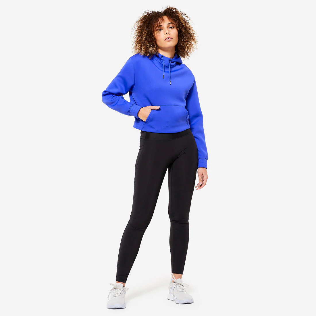 Cropped Cut Fitness Cardio Hooded Sweatshirt - Blue - Image 2
