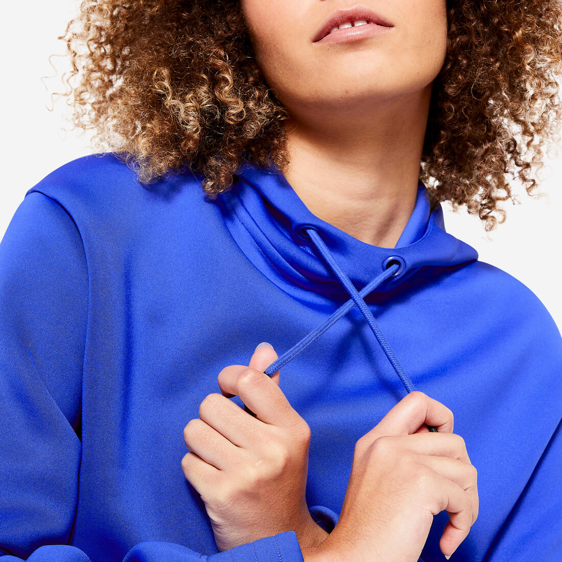 Cropped Cut Fitness Cardio Hooded Sweatshirt - Blue - Image 3