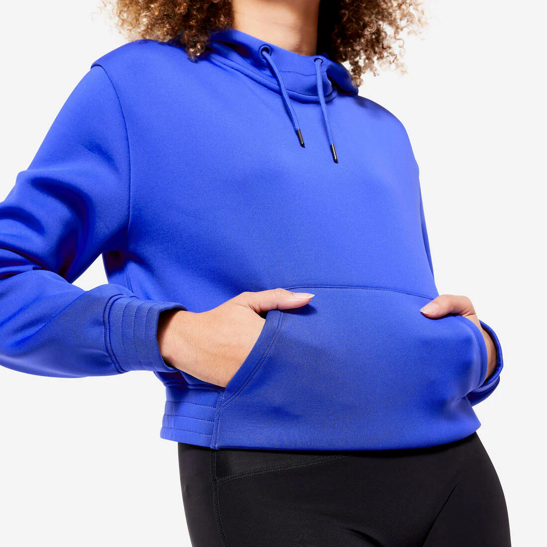 Cropped Cut Fitness Cardio Hooded Sweatshirt - Blue - Image 7