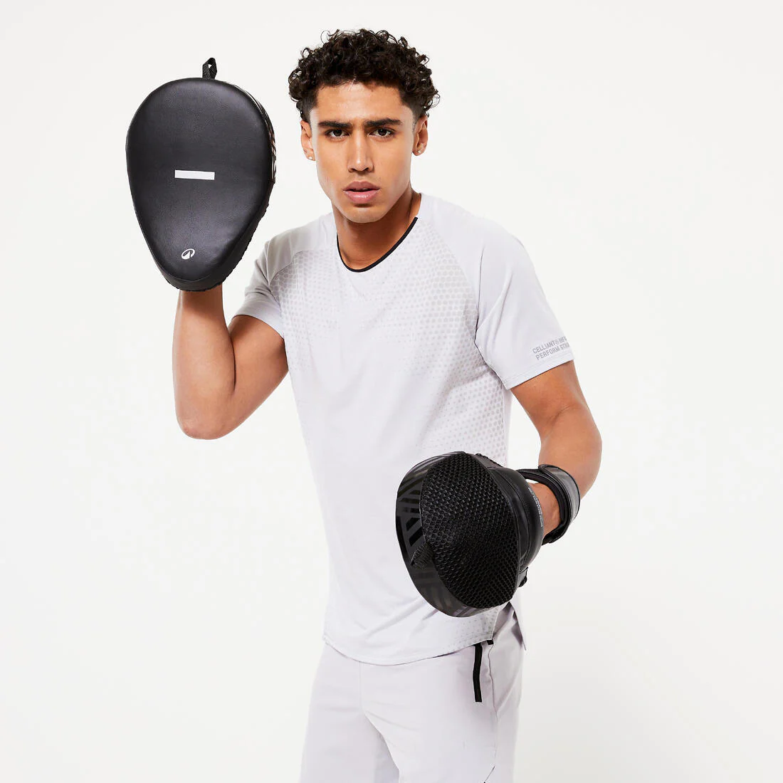 Curved Punch Mitts with Fastener Strap - Black - Image 6