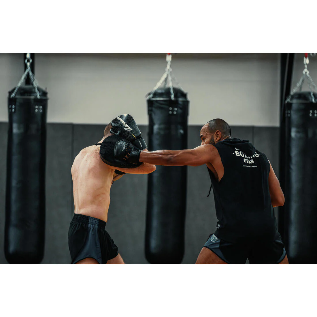 Curved Punch Mitts with Fastener Strap - Black - Image 8