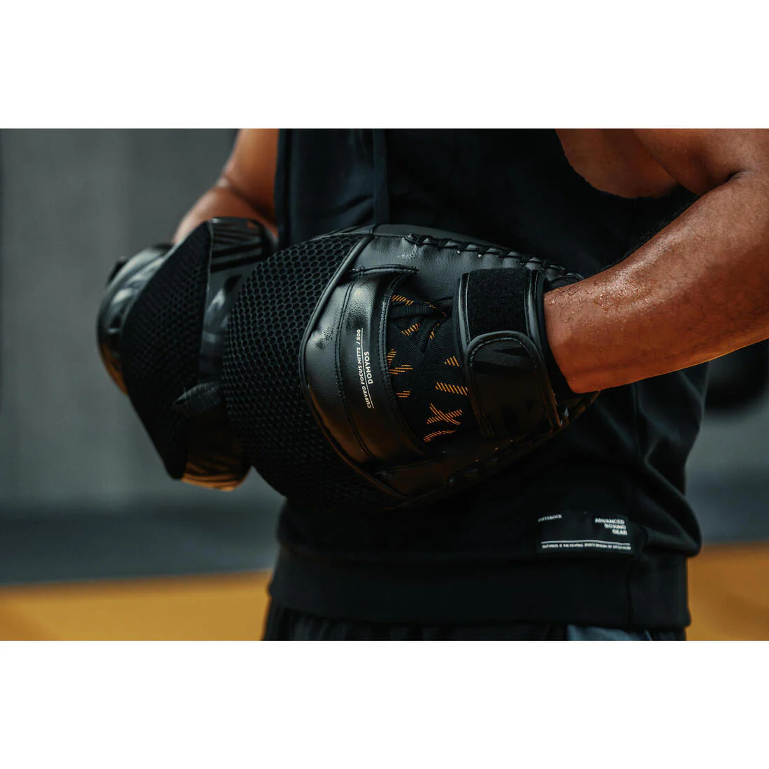 Curved Punch Mitts with Fastener Strap - Black - Image 9