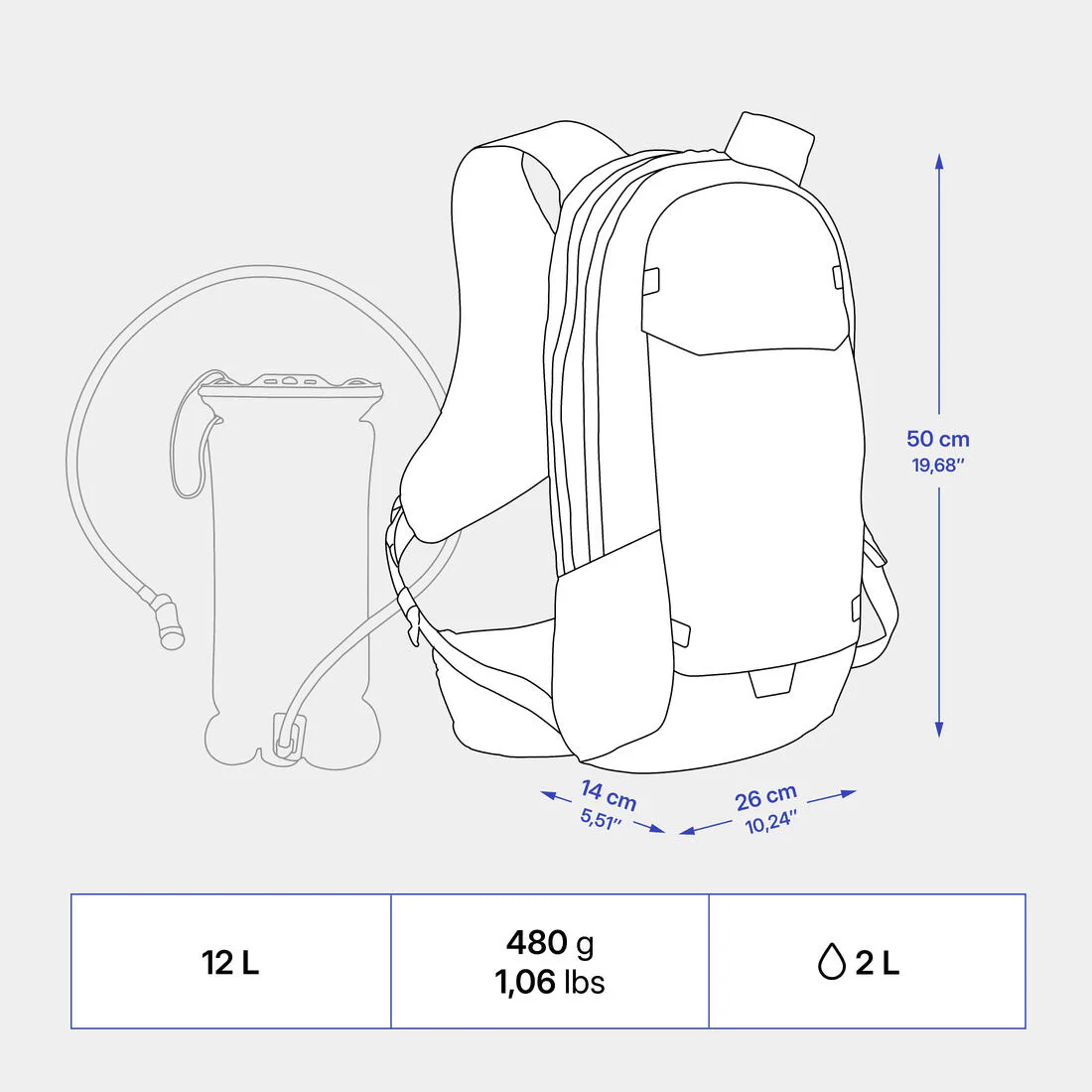 Cycling, Mountain Biking hydration backpack. 12L/2L - Black - Image 7
