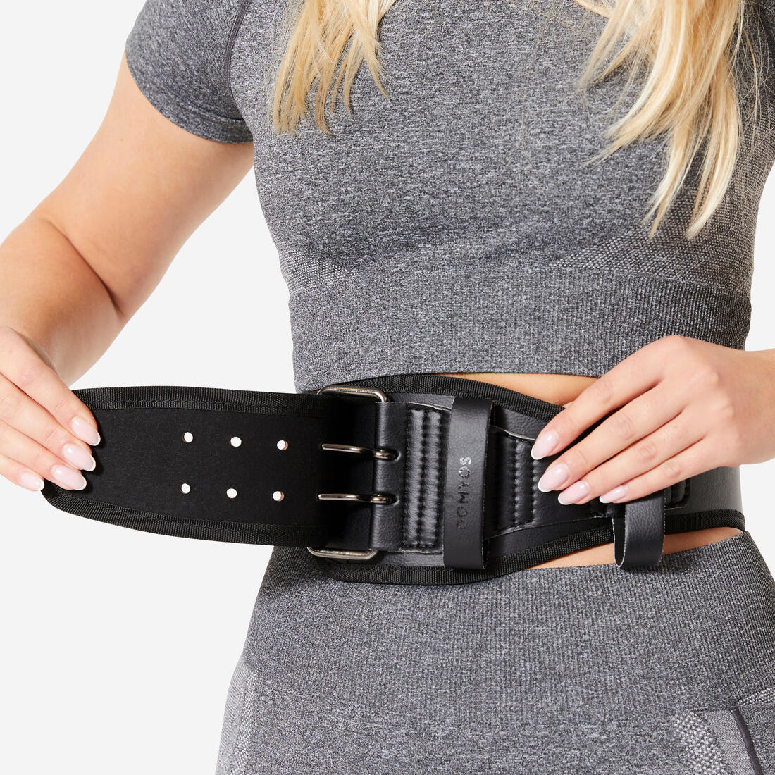 Durable Leather Weight Training Lumbar Belt - Black - Image 3