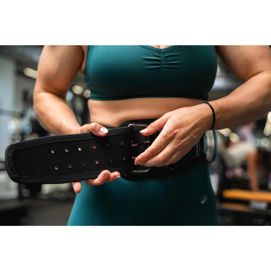 Durable Leather Weight Training Lumbar Belt - Black - Image 7