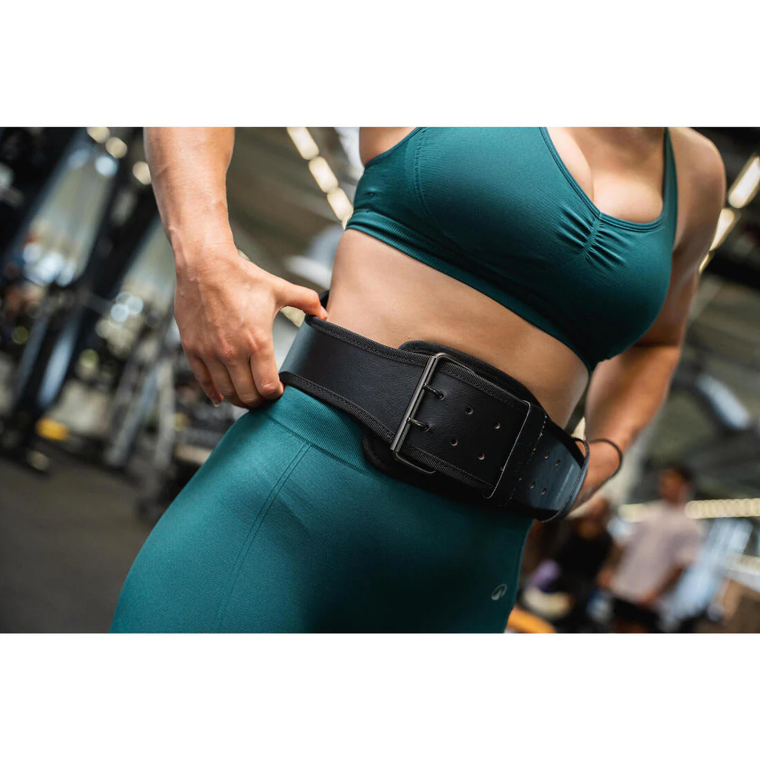 Durable Leather Weight Training Lumbar Belt - Black - Image 8