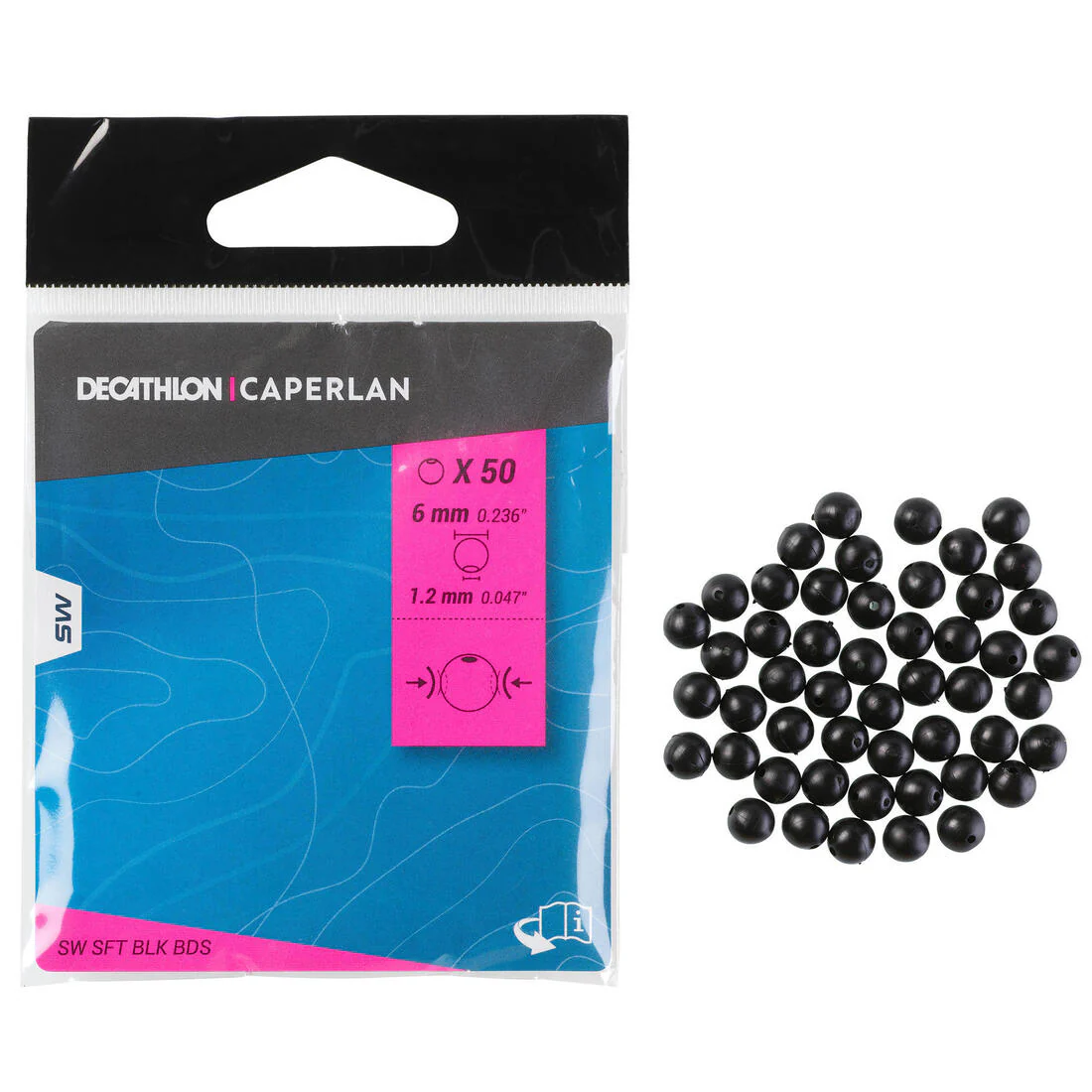Fishing Surfcasting Soft Bead 6mm - Black - Image 2