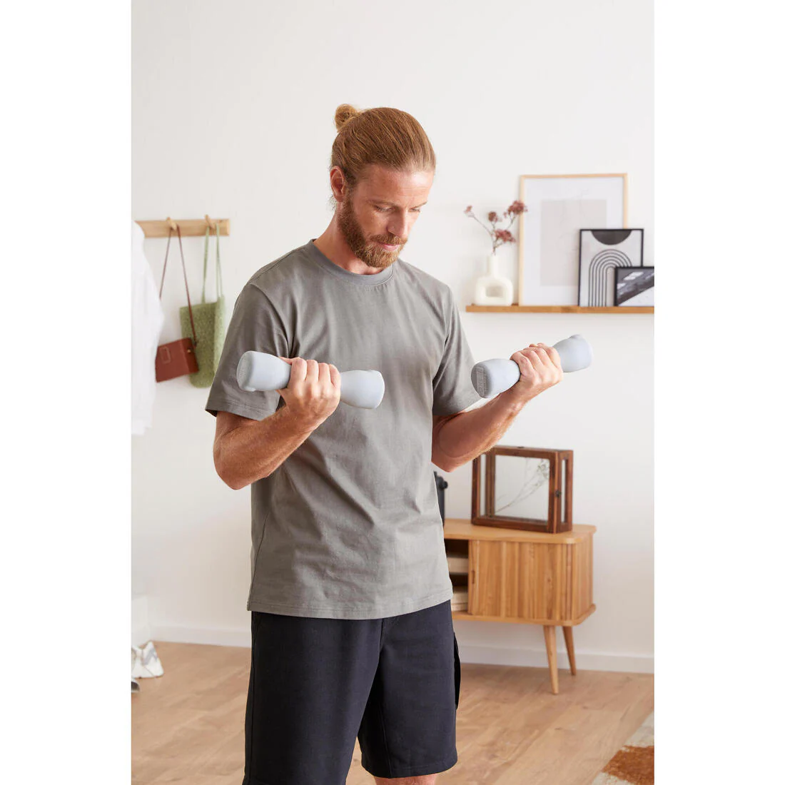 Fitness Dumbbells Easy Set of 2 x 3 kg - Grey - Image 17