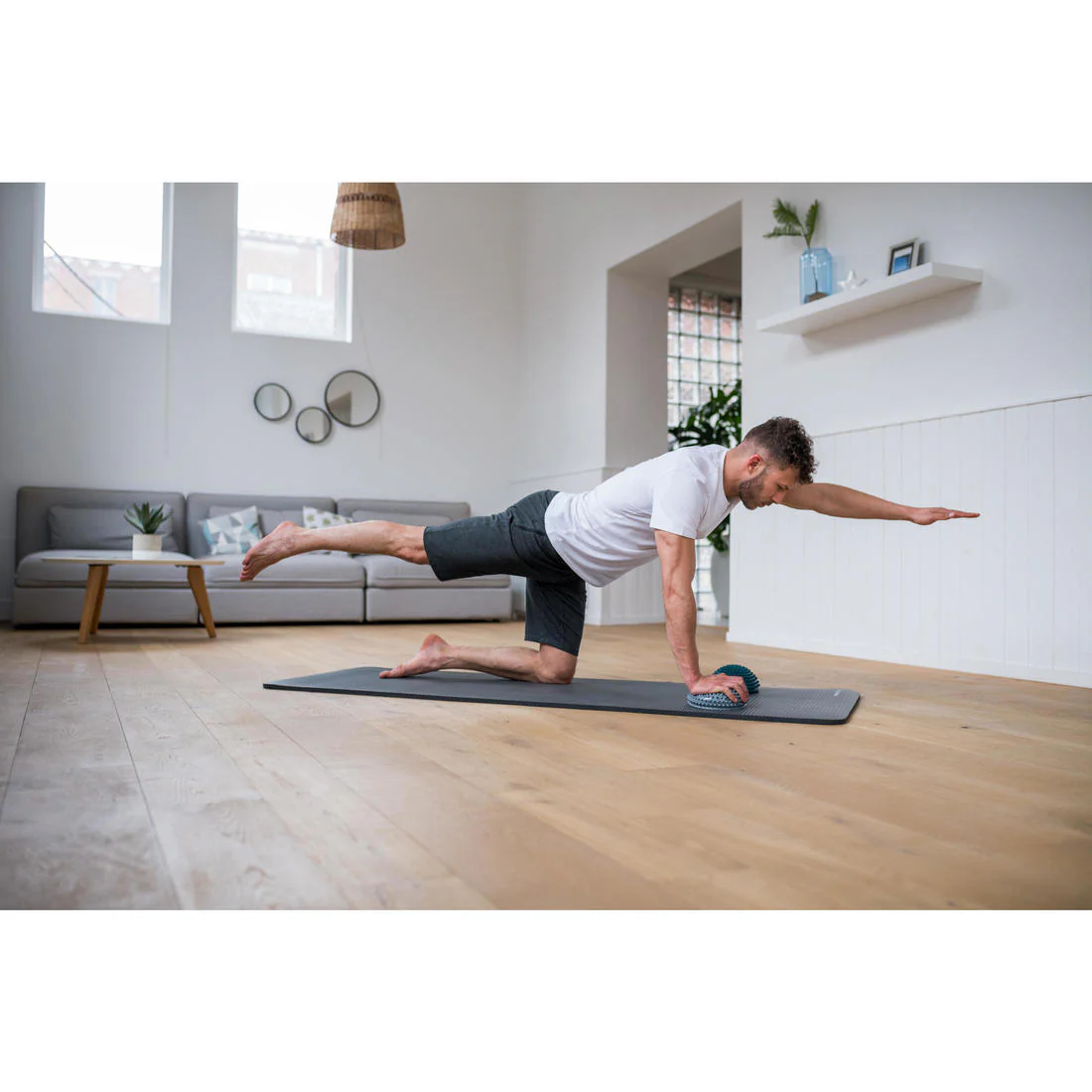 Fitness Reversible & Adjustable Feet Mobility Balance Station - Grey/Green - Image 10