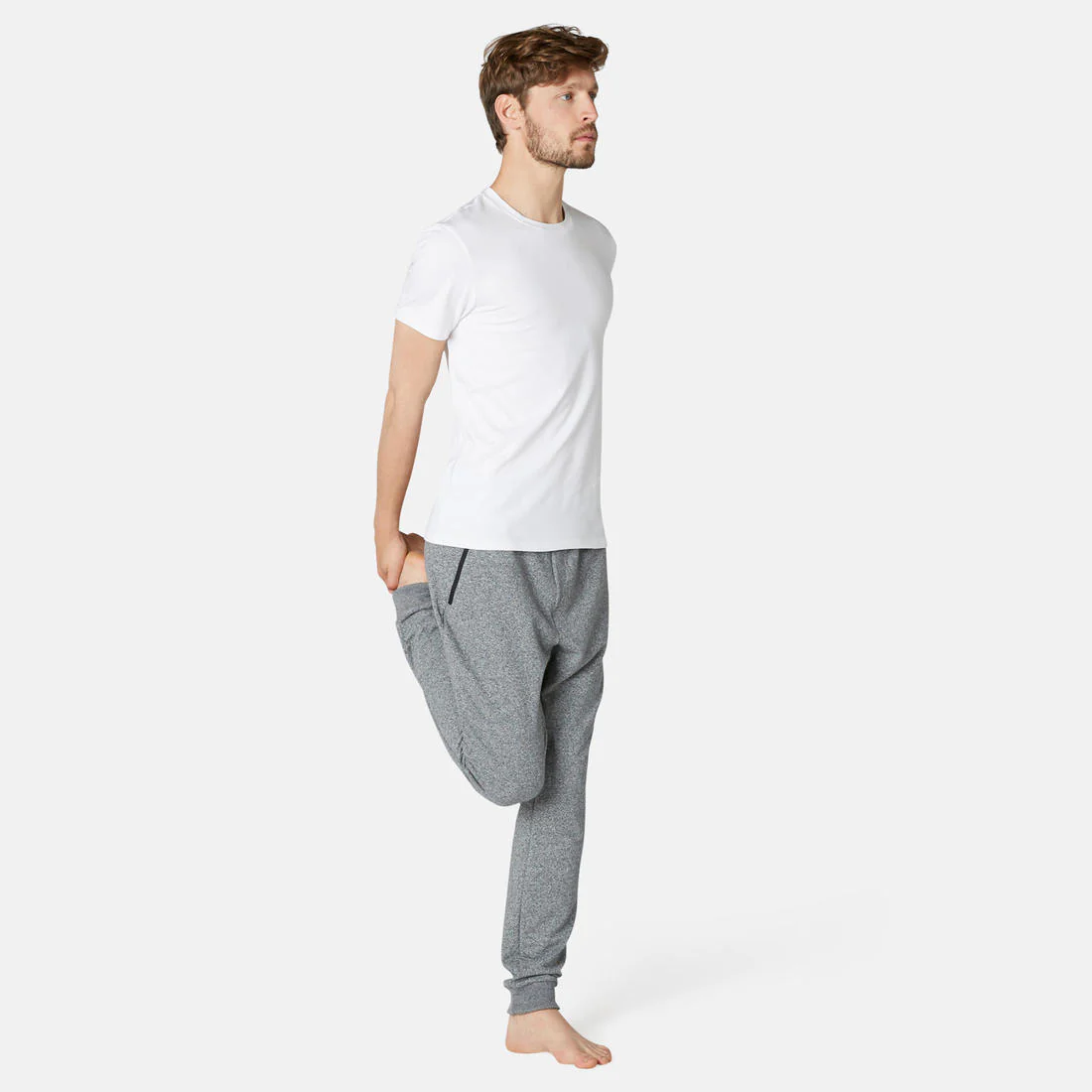 Fitness Slim-Fit Jogging Bottoms with Zip Pockets - Grey - Image 3