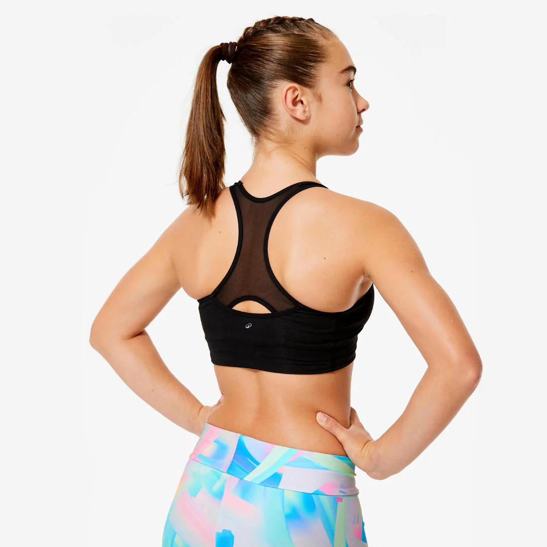 Girl's Breathable Gym Bra - Black with Sequins - Image 4