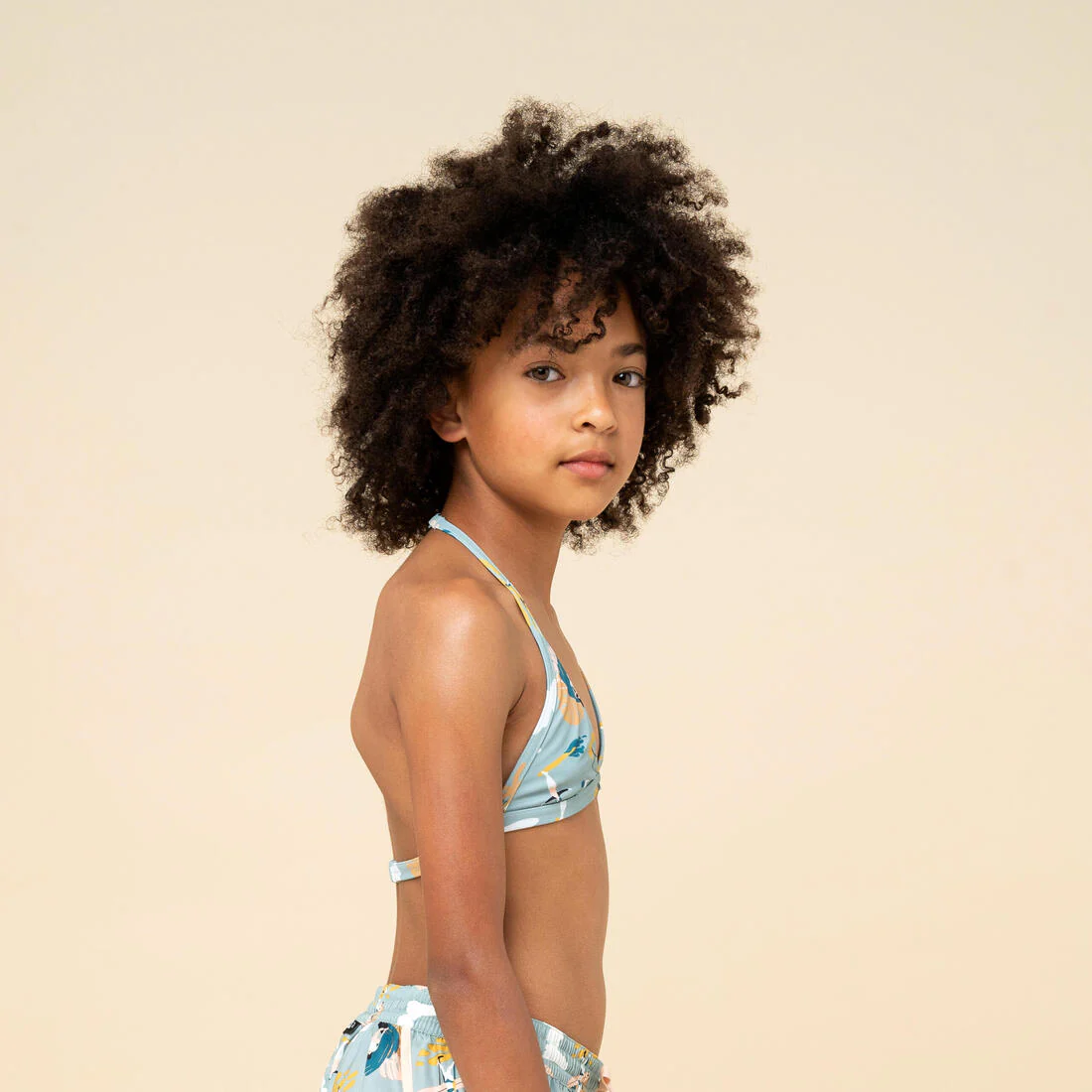 Girl's triangle swimsuit top TEA 100 khaki - Image 2