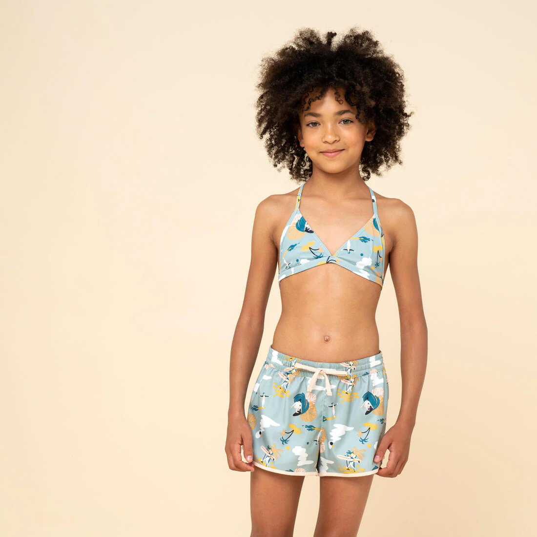 Girl's triangle swimsuit top TEA 100 khaki - Image 4