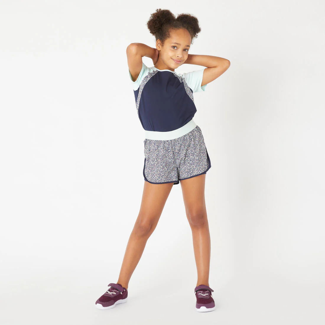 Girls' 2-in-1 Breathable Multisport Shorts - Blue Print - Image 12