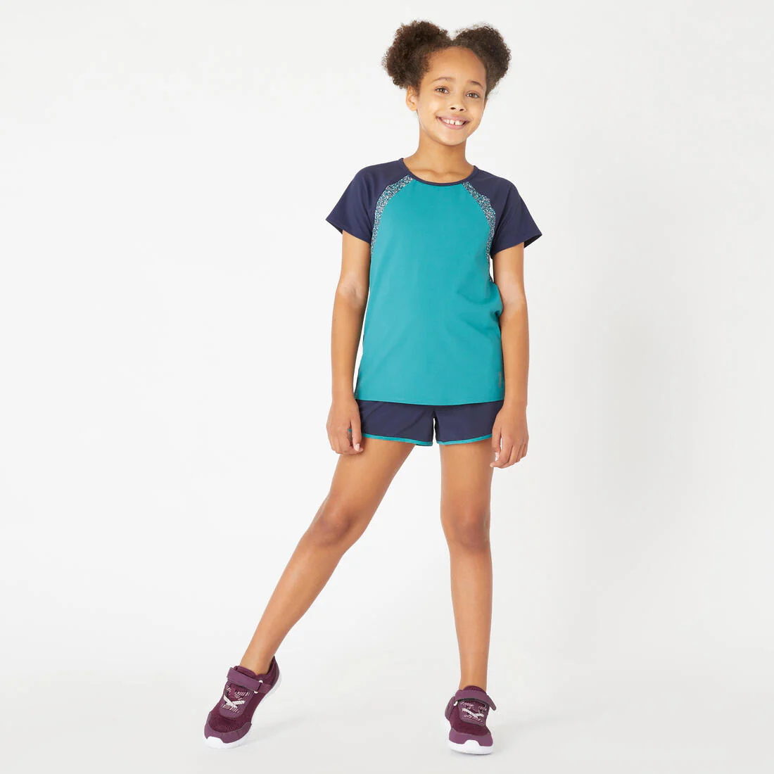 Girls' 2-in-1 Breathable Multisport Shorts - Blue Print - Image 3