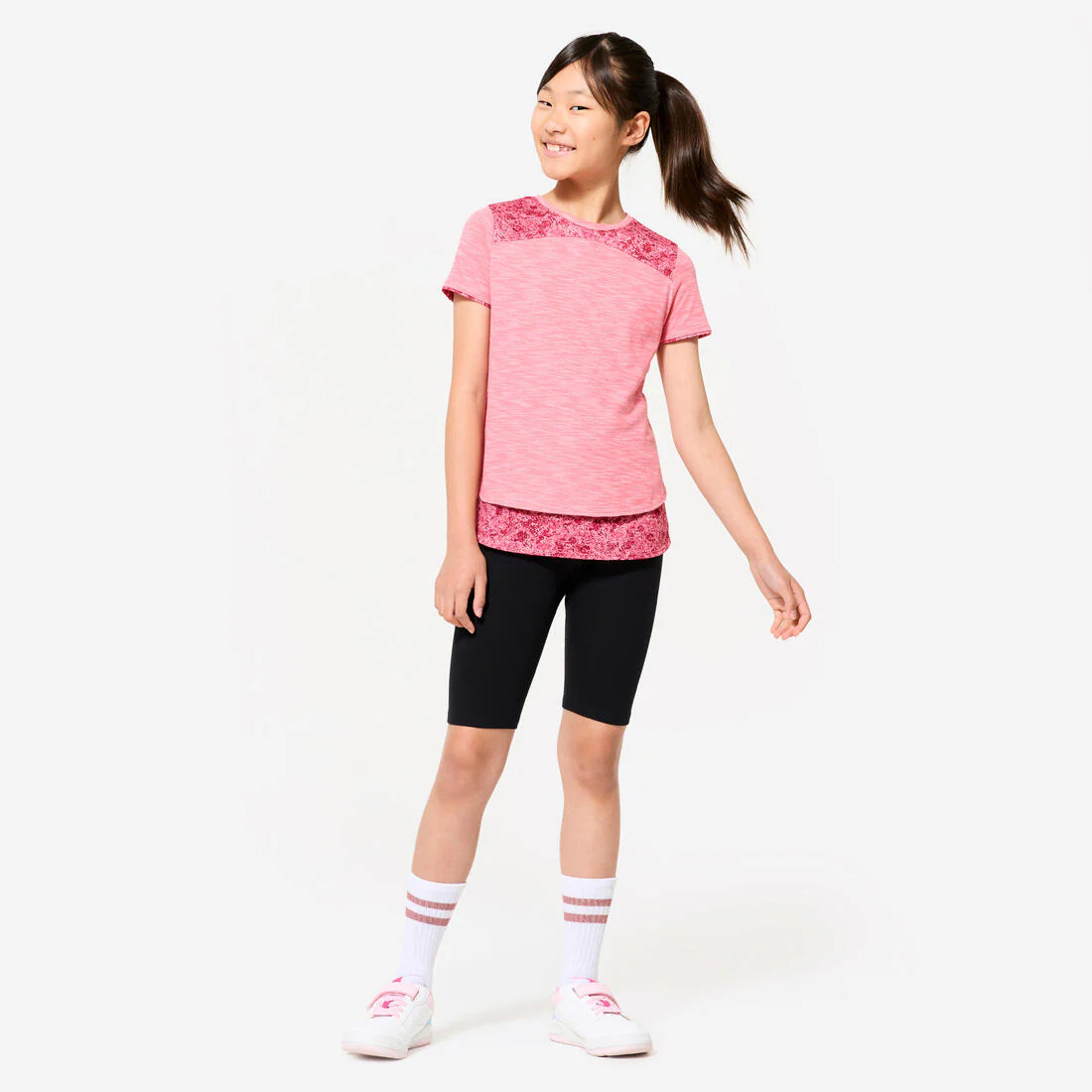 Girls' 2-in-1 T-Shirt - Pink Print - Image 2